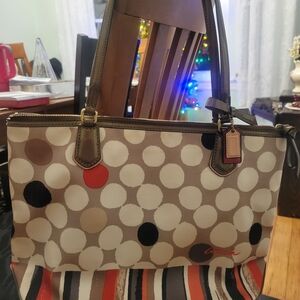 Coach Polka Dot Poppy Watercolor Tote Bag
